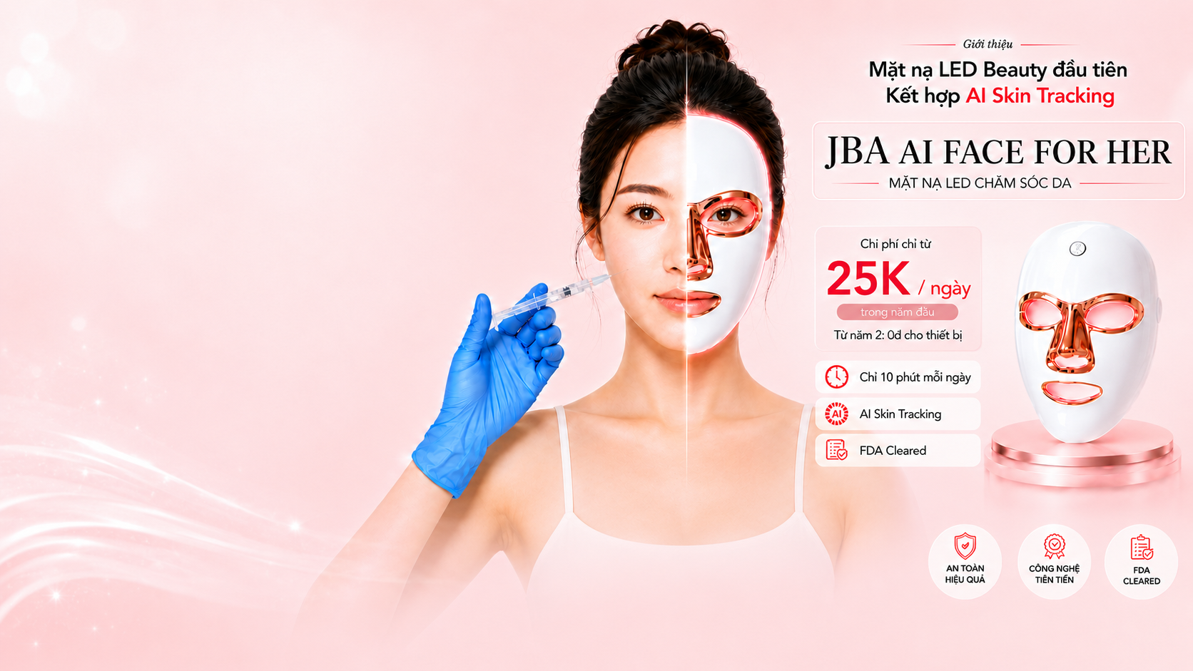 JBA AI FACE FOR HER — Mặt nạ LED Beauty đầu tiên kết hợp AI Skin Tracking